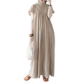 Women's Summer Fashion Dress Casual Loose Cotton Linen Long Maxi Dress Crew Neck Neckline Short Sleeves Natural Waistline