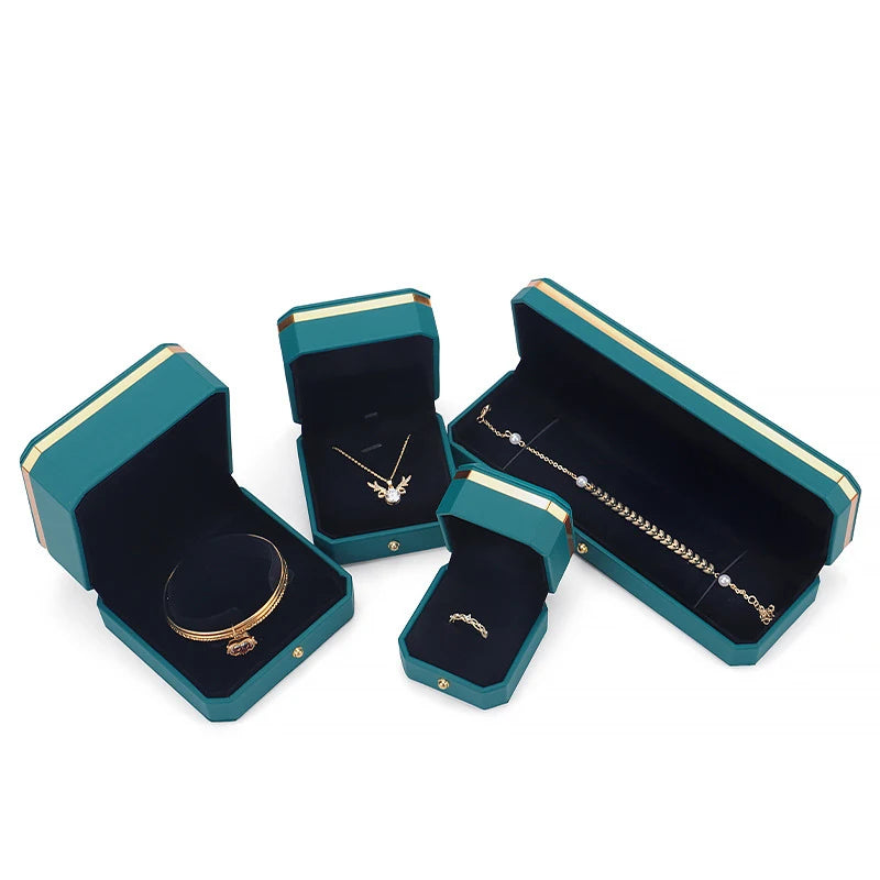 Good Quality Dark Blue PU Leather Ring Jewelry Packing Box Low Moq Custom logo Pu Leather Jewelry Box
