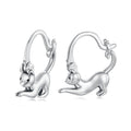 Cute Cat Earrings 925 Sterling Silver Small Animal Cat Huggie Hoop Earrings Jewelry Gifts for Women Teen Girls Cat Lover SCE1869