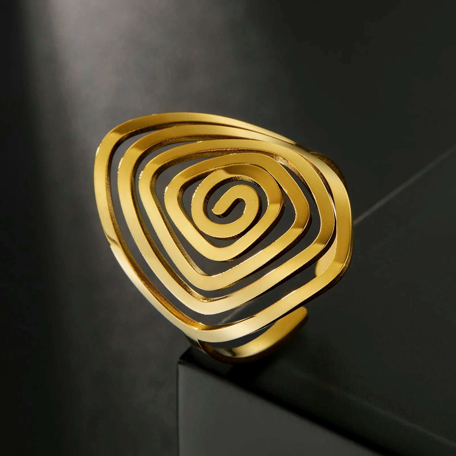 Myshape Irregular Swirl Geometric Ring Women Stainless Steel Exaggerated Open Finger Rings 2022 Fashion Jewelry Birthday Gift