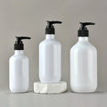 Matte Black Packaging Hand Wash Liquid Shampoo Bottle Plastic Lotion Pump Bottle Cosmetic Packaging 200ml 300ml 500ml White PET