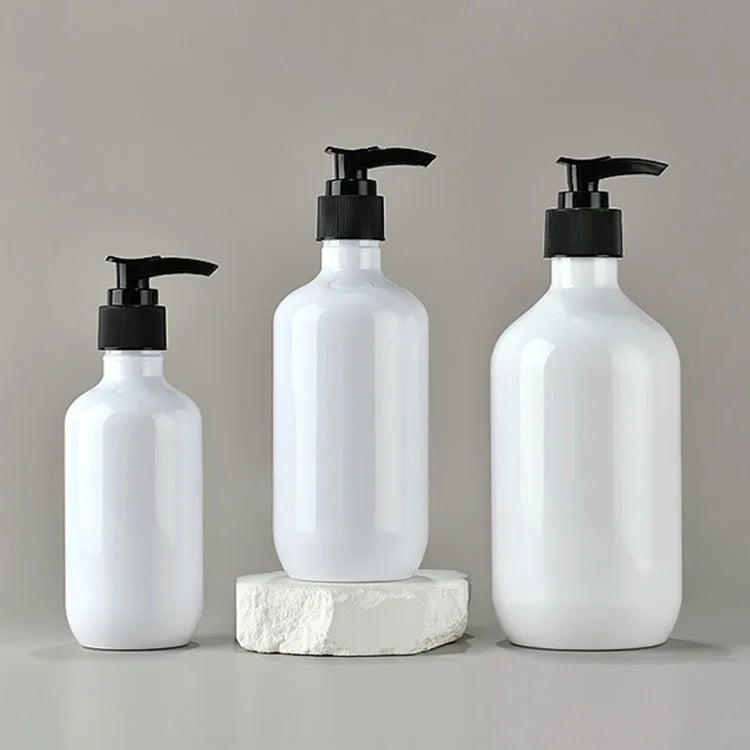 Matte Black Packaging Hand Wash Liquid Shampoo Bottle Plastic Lotion Pump Bottle Cosmetic Packaging 200ml 300ml 500ml White PET