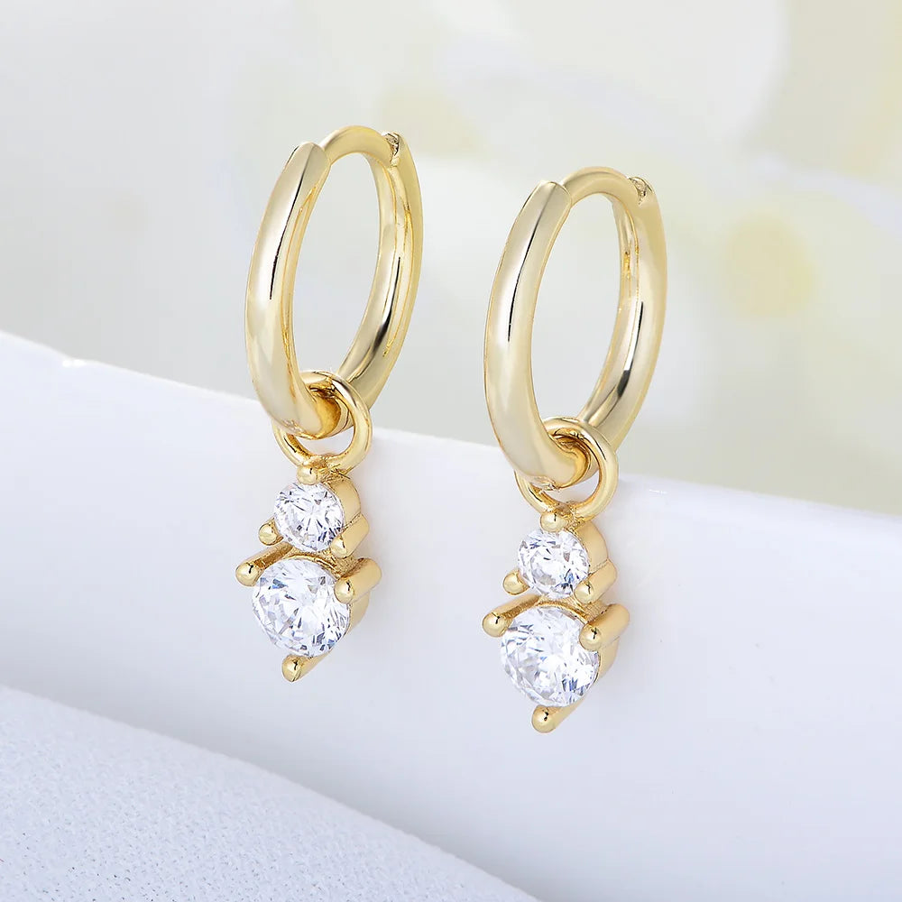 INS Trendy 925 Silver Jewelry Clear Cubic Zirconia Drop Earrings S925 Sterling Silver Gold Plated Earrings Jewelry for Women