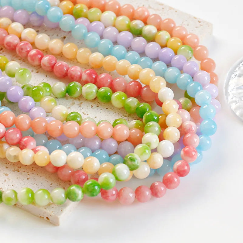 DS Factory Wholesale Natural Stone Jade Round Beads Diy Bracelet Necklace Jewelry Chalcedony Beads