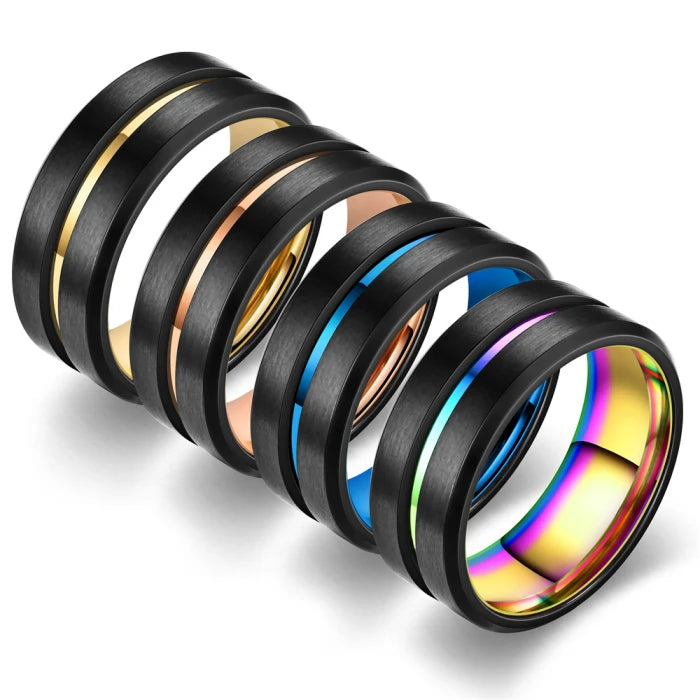 New Arrival Stylish Two Tone Plated Matt Polish 316l Titanium Stainless Steel Wholesale Bulk Beautiful Mans Rings for Men Women