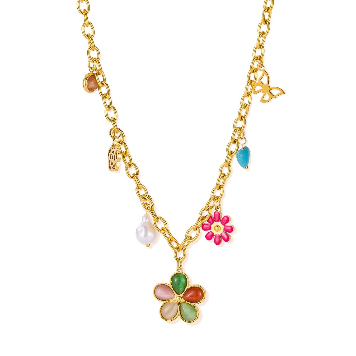 New Stainless Steel 18K PVD Gold Plated Necklace Gold Charm Chunky Summer Necklace for Women Personalized Jewelry Birthday Gift