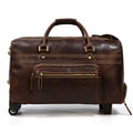 2023 Vintage Large Capacity Crazy-horse Leather Waterproof Weekender Zipper Travel Duffel Bag Wheel Strong Durable Outdoor Gym