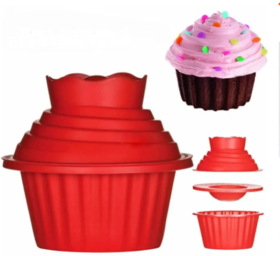3 Pack Giant Big Silicone Cupcake Cake Mould Top Cupcake Bake Set Baking Mold