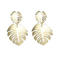 Gold Green Palm Leaf Dangle Earrings Tropical Monstera Leaves Eardrop for Women Girls Bohemia Jewelry