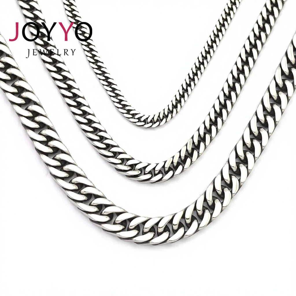 Hot Sale Hip Hop Customized Size Fashion Stainless Steel Chain Necklace JewelryChain Men Necklace