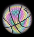 PU Leather Holographic Basketball Ball Glow Luminous Reflective Basketball Size 7 for Night Game Great Gift Glowing Balls