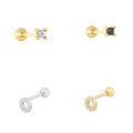 Single Mini Dainty 925 Sterling Silver Round Black Zircon Pave Stud Earring Fashion Jewelry Wholesale