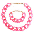 Hot Selling Fashion Exaggerated Bright Color Cute Acrylic Women's Party Earrings Cool Girl Bracelet Necklace Jewelry Set