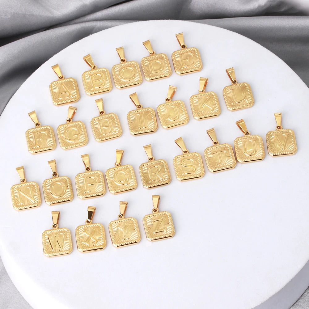 Wholesale Custom Gold Plated A-Z Alphabet Charm Pendant Stainless Steel Initial Letter Pendant for Necklace