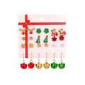 Trendy Santa Claus Dripping Earrings Christmas Tree Bells Stud Earrings 12-pair Card Christmas Earrings Set for Women