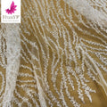 HY1497-3 White Sequins Beaded Lace Fabric Wedding Embroidery Laces