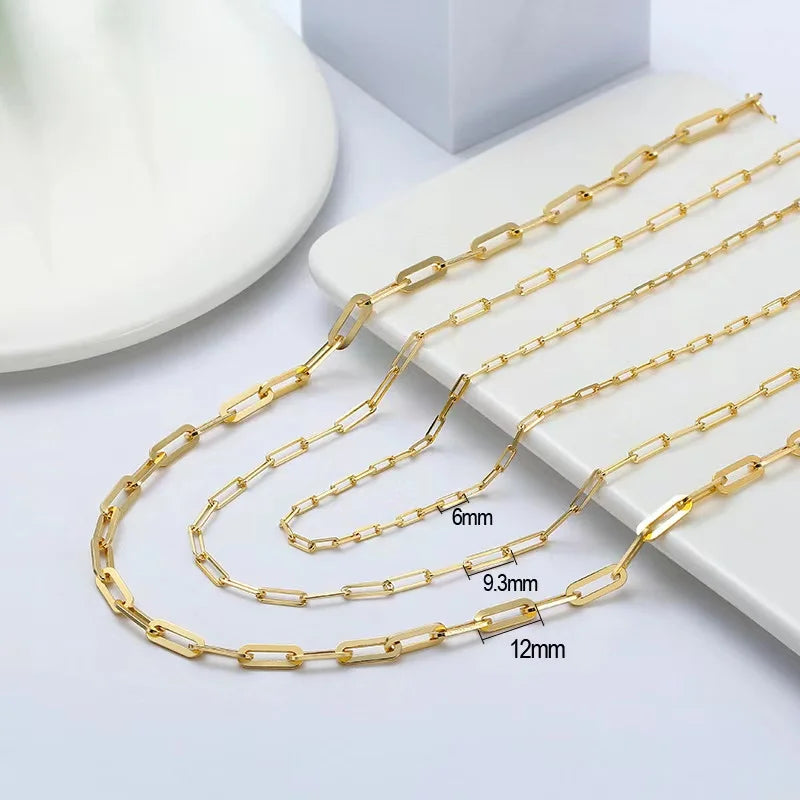 Fashionable Hot Selling 925 Sterling Silver 18k Gold Plated 3mm Paper Clip Hip Hop Unisex Chain Necklace Factory Direct Sales