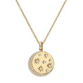 Milskye 18k Gold Plated Custom Jewelry S925 Pave Diamond starburst Crescent Pendant Necklace