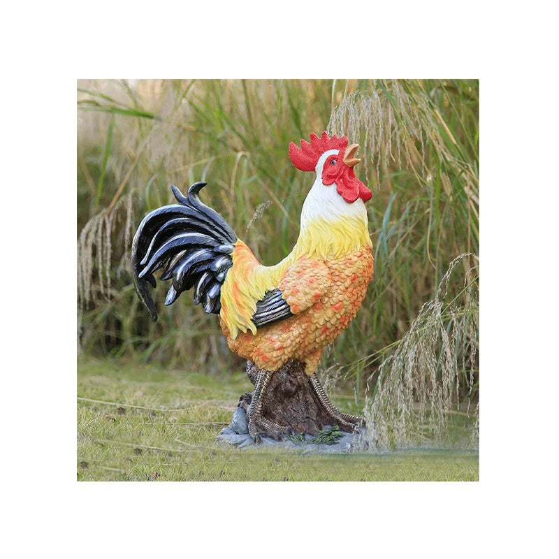 Large Life-Size Resin Rooster Sculpture Europe America Style Outdoor Home Garden Decoration Colorful Hand-painted Animal Art
