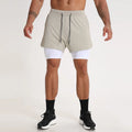 Running Breathable Shorts Active Men 2 in 1 Layers Sports Track Workout High Waist Gym Shorts With Pockets
