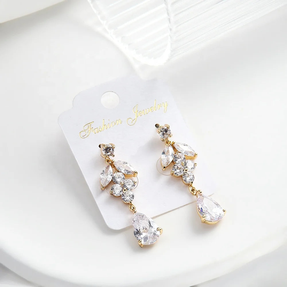 New Women Top Quality Purple Red Pink Multi White Olive Dangle Earring Drop Grape Cubic Zircon  Stud Earring
