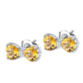 Abiding Stud Earrings Natural Citrine Gemstone 925 Sterling Silver Bow-Knot Heart Earring for Lover Jewelry Gift