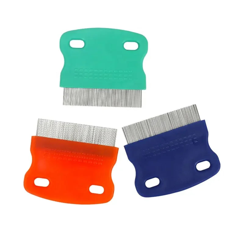 Plastic Handle Cat Dog Stainless Steel Flea Lice Cleaner Comb for Pet