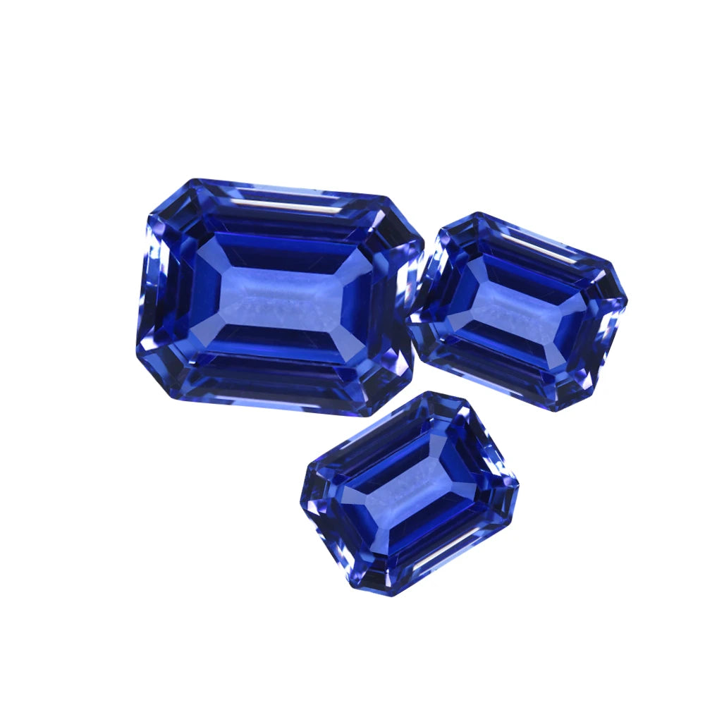 Natural Sapphire Beads for Jewelry Lab Grown Blue Sapphire Stone Emerald Cut Sapphire