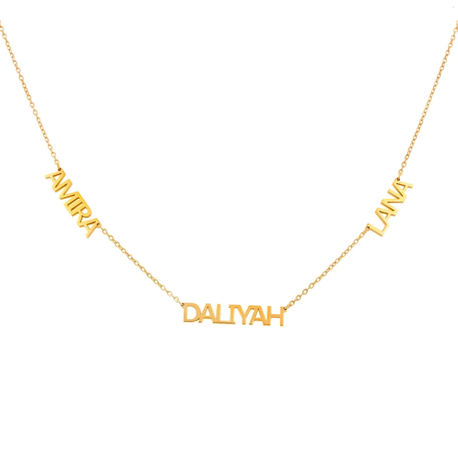 Qiuhan OEM Custom Name Stainless Steel Link Chain Necklace Cartoon Bling Layered Letter Pendant