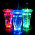 Hot Sale Led Water Bottle With Straw Light up Tumbler Plastic Cup Glow Drinking Bottle for Outdoors Party Events With Lid