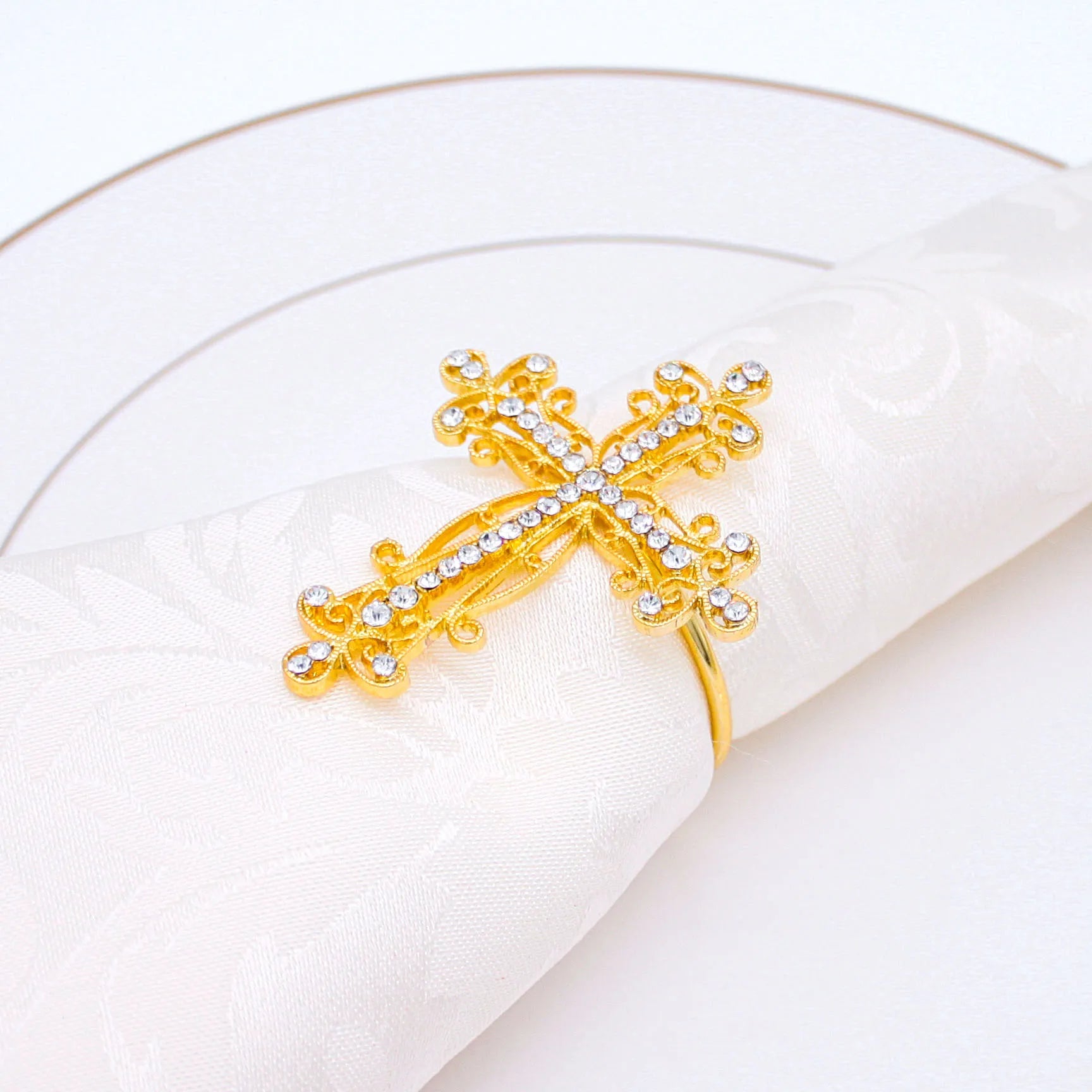 Wholesale Gold Bismillah Napkin Holder Cross Napkin Rings for Party Table Decoration