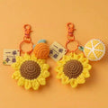 Popular Creative Cute Crochet Sunflower Orange Pendant Wholesale Woolen Knitted Plant Doll Daily Ornament Accessories for Gifts