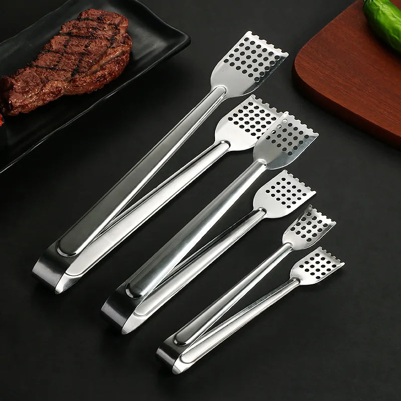 9-12 Inch Stainless Steel Tongs for Buffet Hotel BBQ Cooking Metal Kitchen Spatula for Serving Bread Salad Toast for Catering