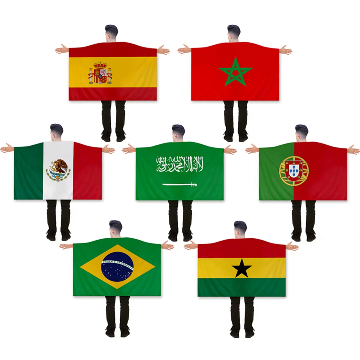 Body Cape Flag Spanish Flag Football American Flags3*5FT Polyester Cape Flag Mexico Canada  Samoan Flag Capes