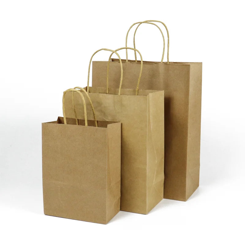Custom Biodegradable Kraft Gift Paper Bag Takeaway Coffee Cardboard Packing for Food Cookies Milk Tea for Sushi Jelly Salad