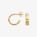 LOZRUNVE Minimalist Jewelry Custom Wholesale 925 Sterling Silver Gold Plated Vermeil Hammered Loop Open Hoop Earring