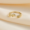 RINNTIN GPR24 New Design Luxury  Freshwater Pearl Ring Exquisite Shell Flower Ring for Girls 14k Gold Plated Adjustable Ring