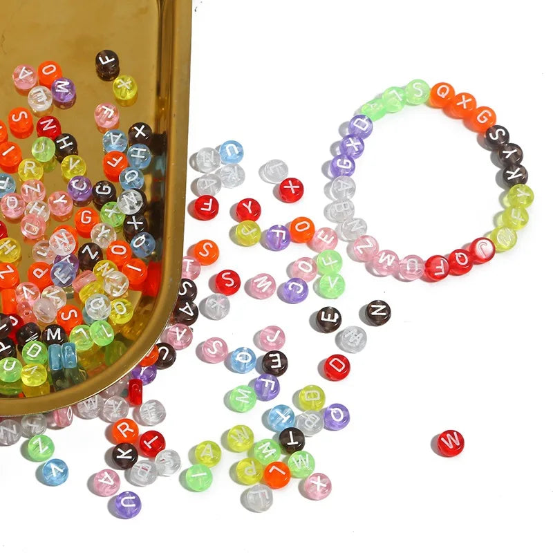 Transparent Acrylic Beads Alphabet Letter DIY Plastic Gold Black Letter Beads Bracelet Jewelry Accessories