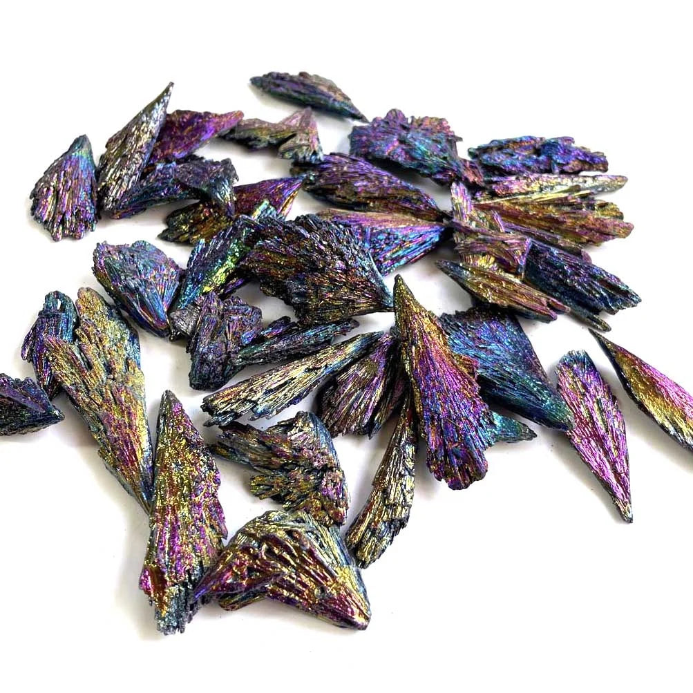 Wholesale Irregular Shape Electroplate Rough Healing Stones Peacock Feather Crystal Clusters Aura Black Tourmaline
