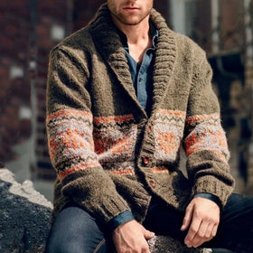 2025 Vintage Navajo Large Men's Jacket New Fashion Casual Loose Coat for Autumn Winter Long Length with Cotton Filling