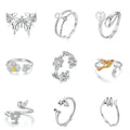 925 Sterling Silver Flower Bird Open Ring for Women Cute Animal Jewelry Gift Fashion Birthday Graduation Gift
