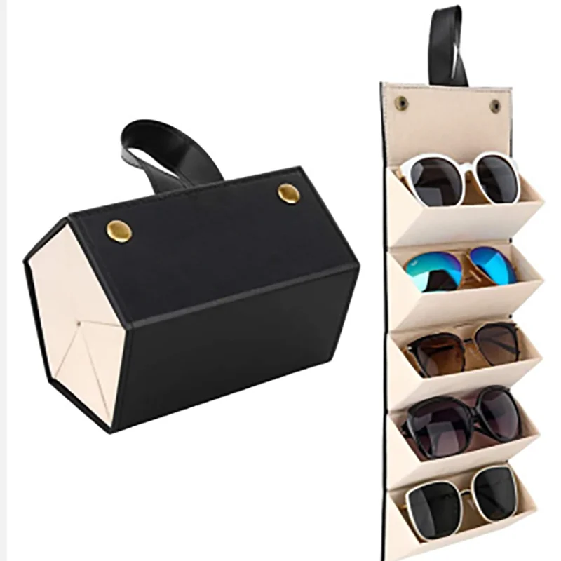 Travel Collapsible Sunglasses Case Portable Multi Compartment Luxury Sunglasses Box Eyeglasses Storage Bag
