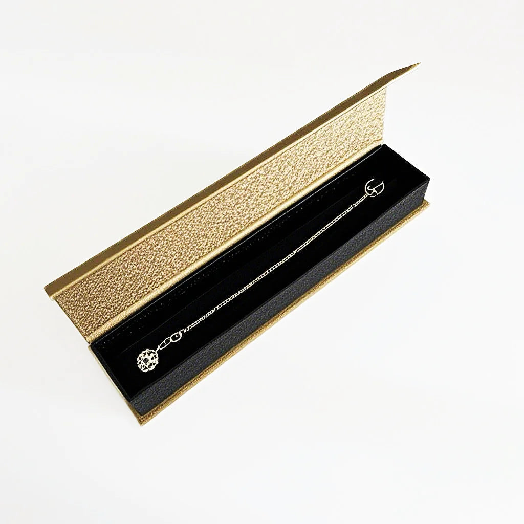 Custom Logo Luxury Golden Magnetic Jewelry Box High-End Rigid Boxes for Bracelet Necklace Embossed Printing for Gift Packaging