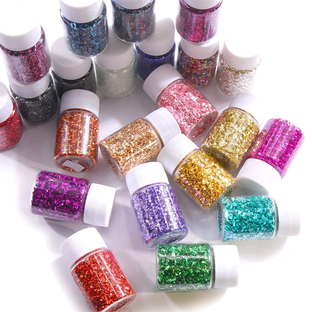 DM344 38 Colors Glitter Metallic Crushed Glass Filler Irregular Stone Portable Nail Sequins Accessories for Epoxy Resin Art