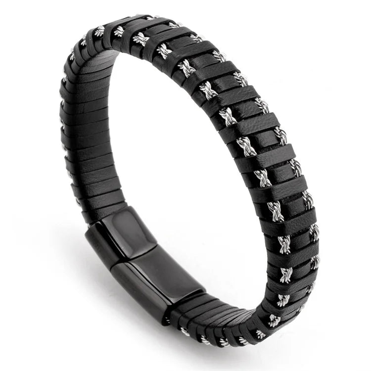 Latest Design Mens Genuine Leather Bracelet Customized Rope Chains Braided Leather Bracelet for Men Jewelry
