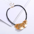 TongLing European Vintage Black Rope Strand String Necklace Irregular Geometric Round Choker Necklace for Daily Life