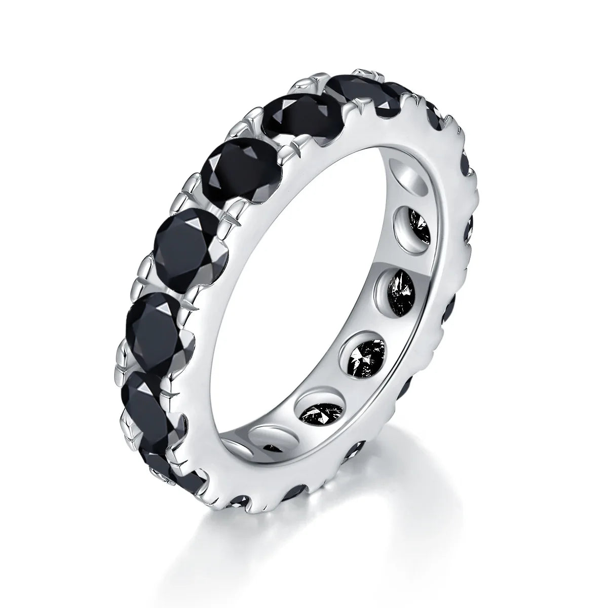 Wholesale Ruizuan Custom S925 Silver Inlay Moissanite Diamond Unisex Eternity Ring Hiphop Style Jewelry for Daily Use Parties