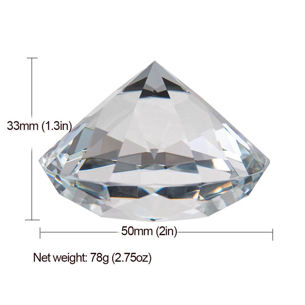 LONGWIN 50mm (2") Crystal Faceted Diamond Paperweight Wedding Favor Home Decor 9 Colors Available
