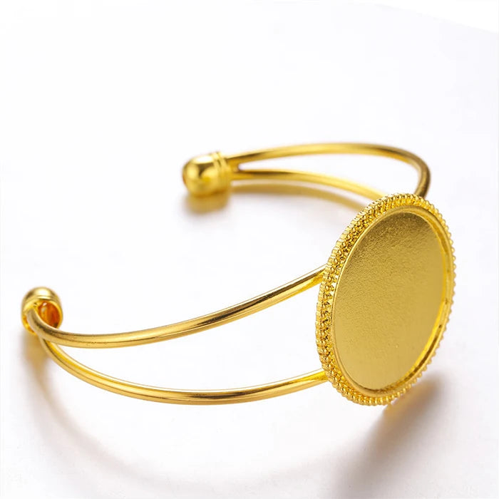 25mm Diameter Opening Adjustable Blank Metal Gold Bangle Jewelry