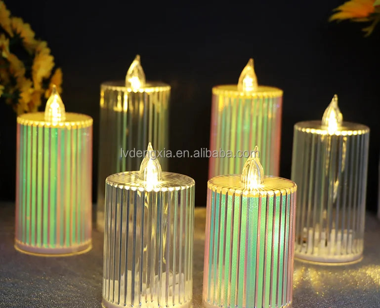 Transparent LED Electronic Candle Light Pillar Plastic Tealight Wedding Home Decor